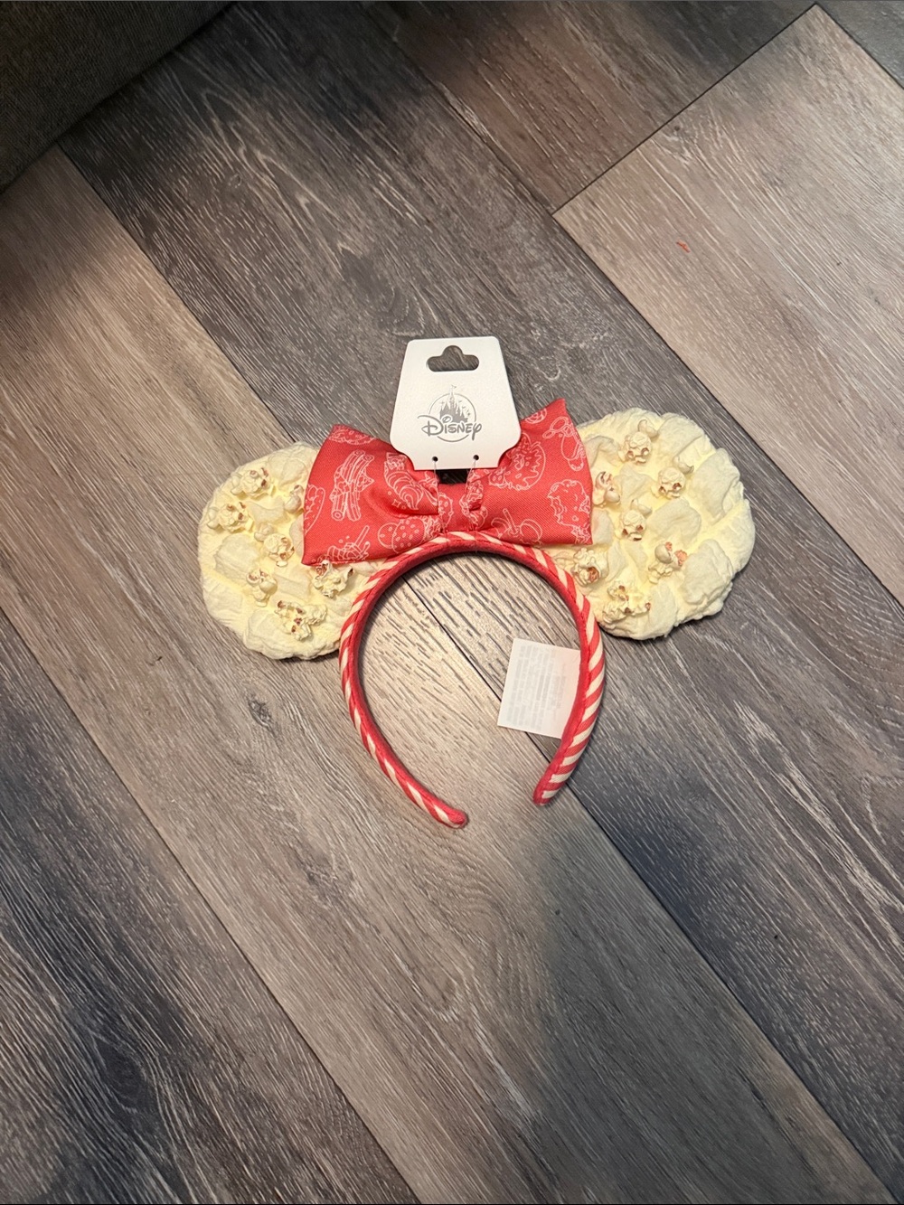 Disney Popcorn Minnie Ears Headband - Red Bow, Cream Ears